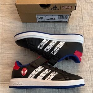 Adidas Grand Court Marvel Spider-Man Black and White Kids Shoes